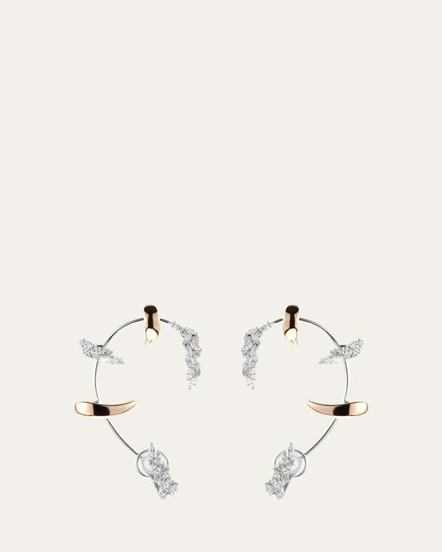 18K Yellow and White Gold Diamond Ear Pieces, 5-Piece Set
